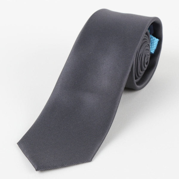 James Adelin Mens Silk Neck Tie in Charcoal Twill Weave