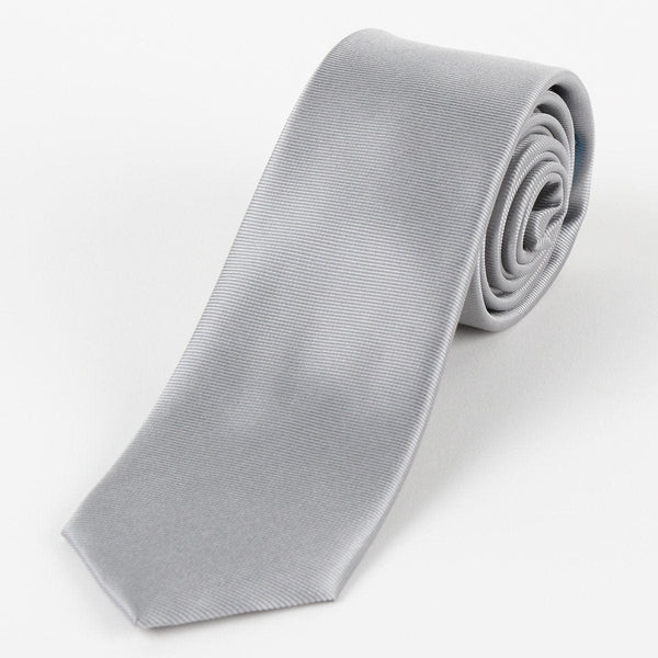 James Adelin Mens Silk Neck Tie in Silver Twill Weave