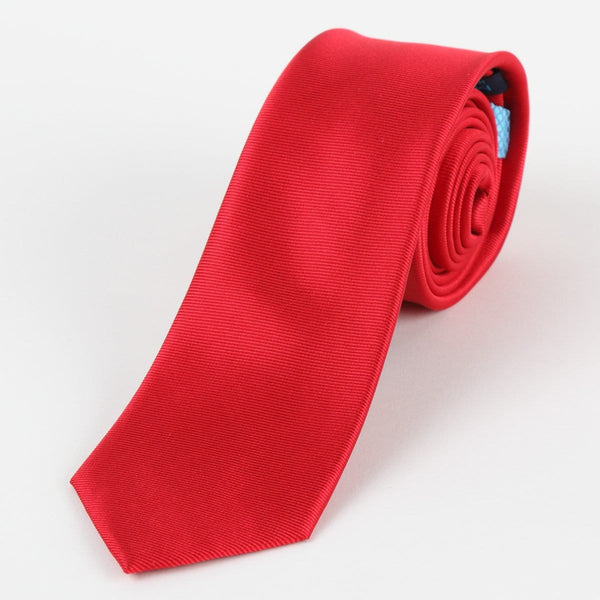 James Adelin Mens Silk Neck Tie in Red Twill Weave