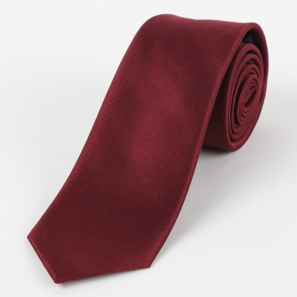 James Adelin Mens Silk Neck Tie in Burgundy Twill Weave