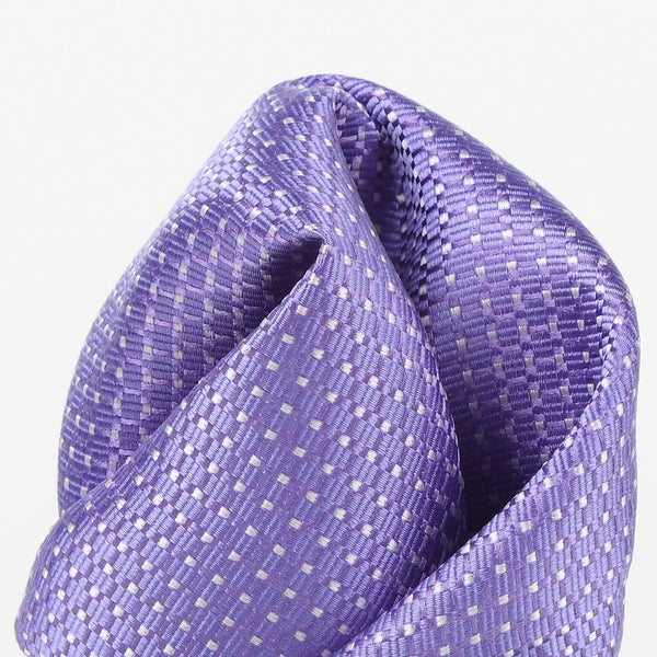 James Adelin Spotted Luxury Silk Pocket Square Purple and White Textured Weave