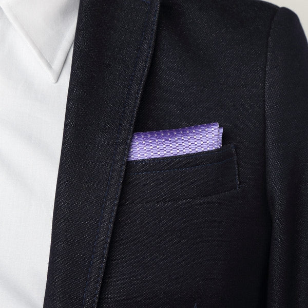 James Adelin Spotted Luxury Silk Pocket Square Purple and White Textured Weave