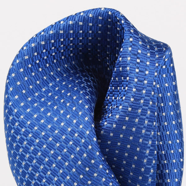 James Adelin Spotted Luxury Silk Pocket Square Royal and White Textured Weave