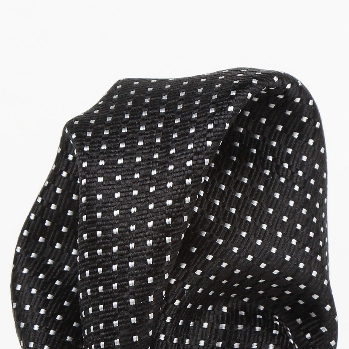 James Adelin Spotted Pure Silk Pocket Square Black and White Textured Weave