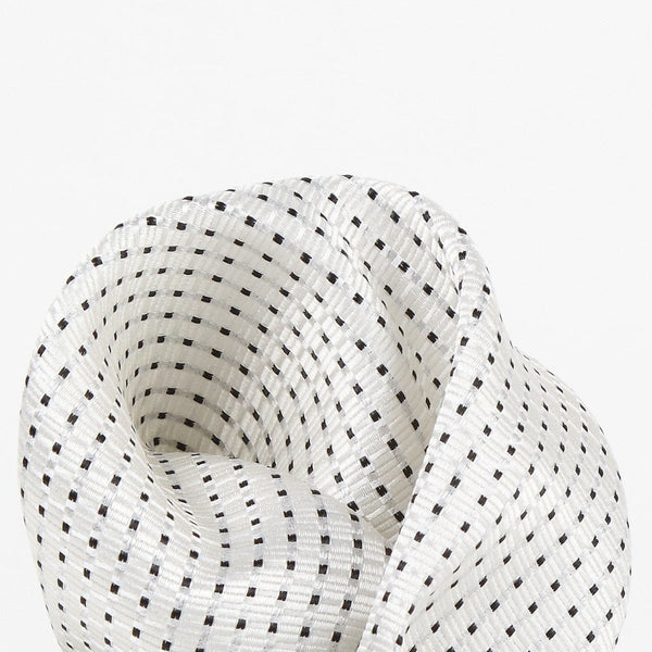 James Adelin Spotted Luxury Silk Pocket Square Off-White/Black Textured Weave