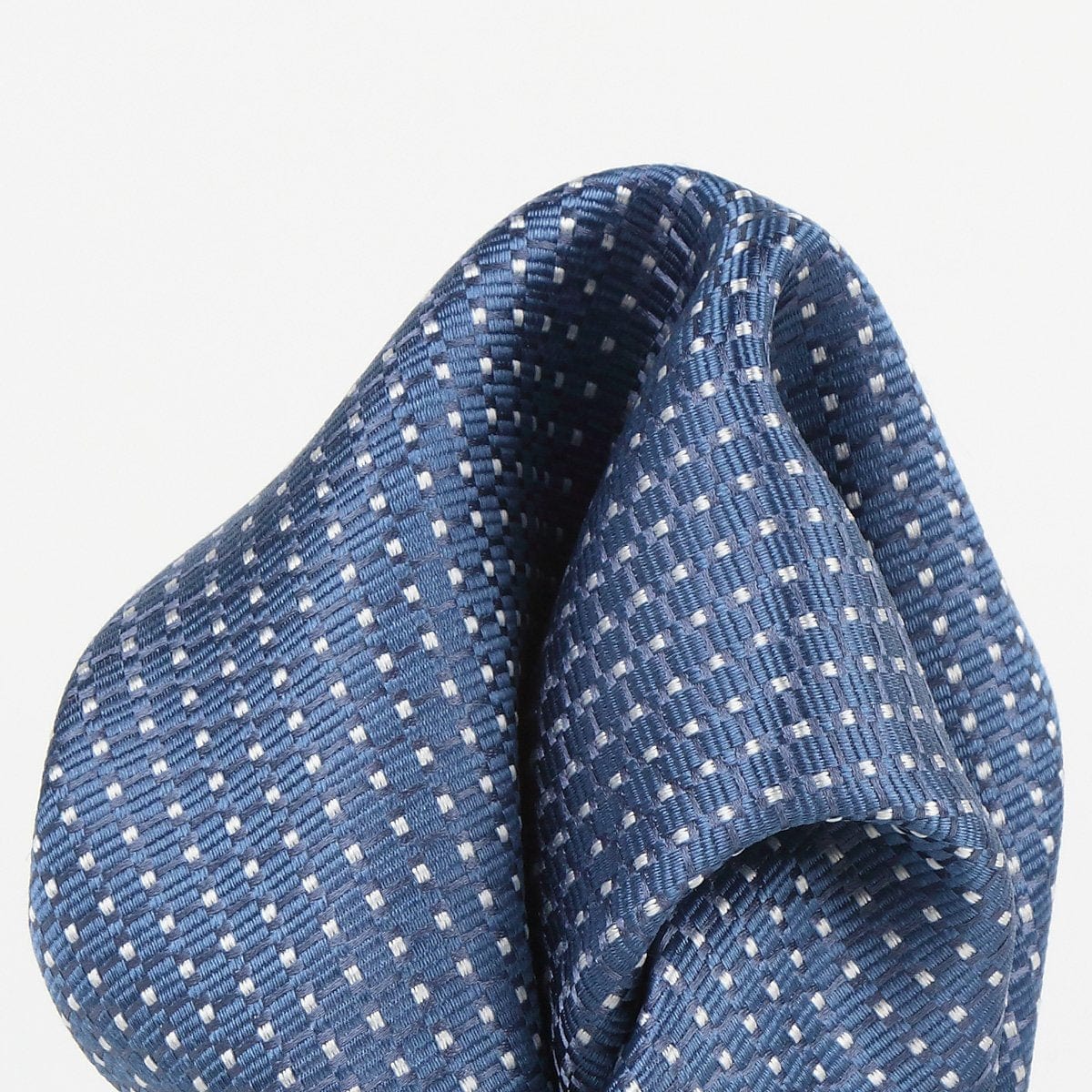 James Adelin Spotted Luxury Silk Pocket Square Slate and White Textured Weave