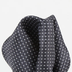 James Adelin Spotted Luxury Pure Silk Pocket Square Charcoal and White Textured Weave