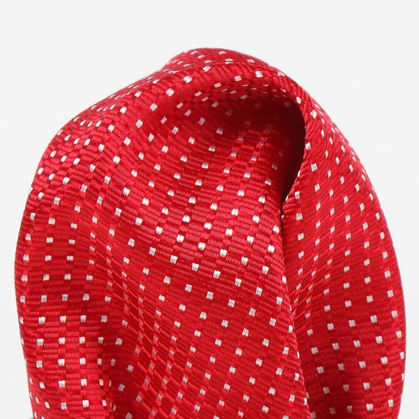 James Adelin Spotted Luxury Silk Pocket Square Red and White Textured Weave