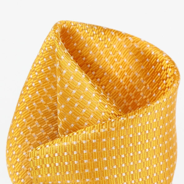 James Adelin Spotted Luxury Pure Silk Pocket Square Gold and White Textured Weave