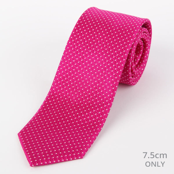 James Adelin Mens Silk Neck Tie in Magenta and White Spotted Textured Weave