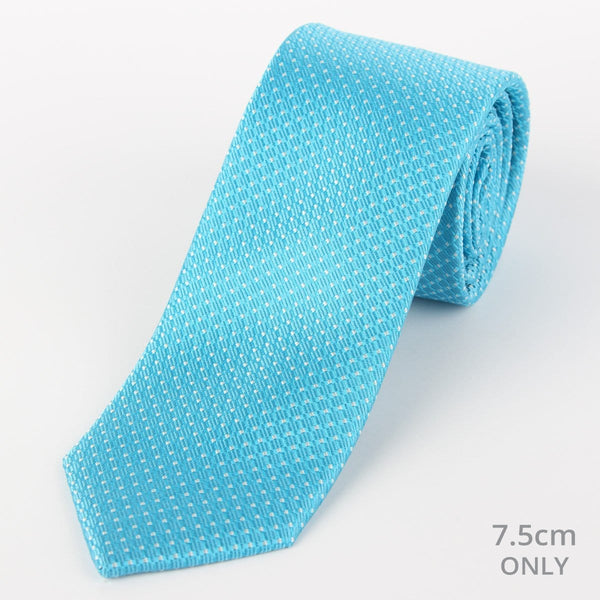 James Adelin Mens Silk Neck Tie in Turquoise and White Spotted Textured Weave