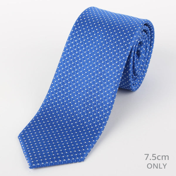 James Adelin Mens Silk Neck Tie in Royal and White Spotted Textured Weave