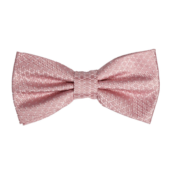 James Adelin Luxury Pure Silk Spotted Bow Tie in Soft Pink/White Textured Weave