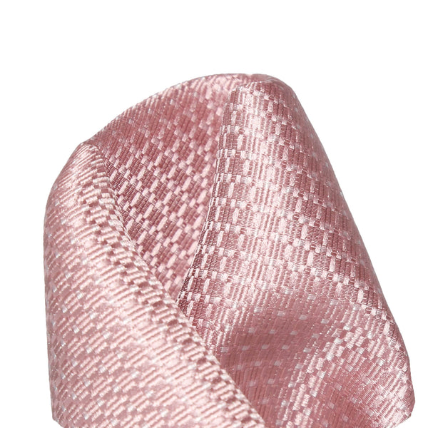 James Adelin Spotted Luxury Silk Pocket Square Soft Pink and White Textured Weave