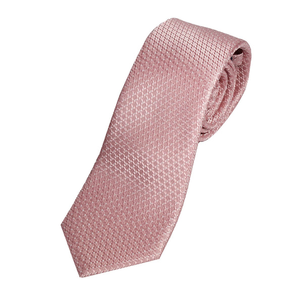 James Adelin Mens Silk Neck Tie in Soft Pink and White Spotted Textured Weave