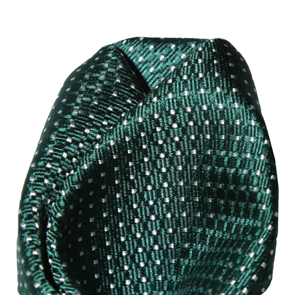 James Adelin Spotted Luxury Silk Pocket Square Dark Green and White Textured Weave