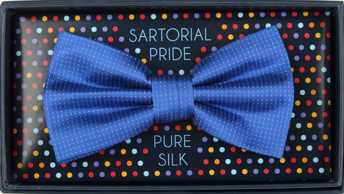 James Adelin Luxury Pure Silk Pinpoint Satin Weave Bow Tie in Royal