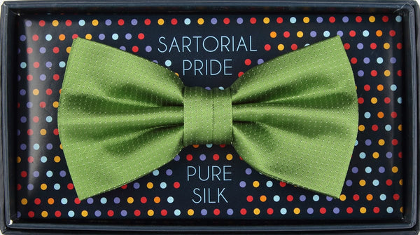 James Adelin Luxury Pure Silk PinPoint Satin Weave Bow Tie in Green