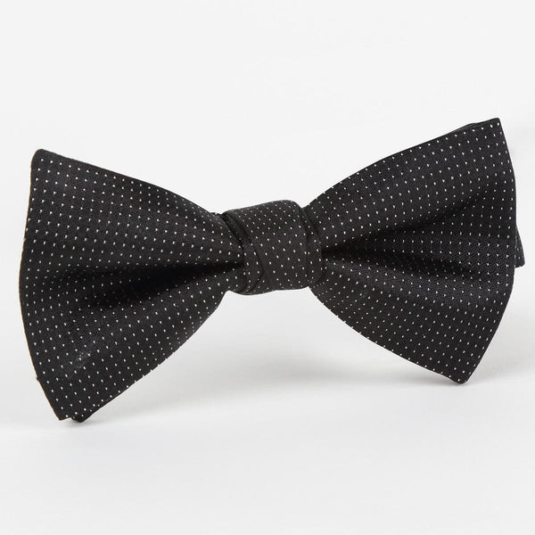 James Adelin Luxury Pure Silk PinPoint Satin Weave Bow Tie in Black/White