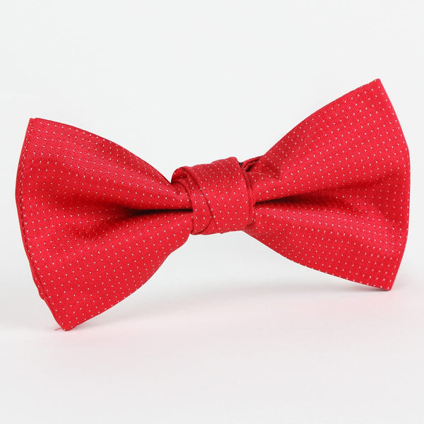 James Adelin ﻿﻿Luxury Pure Pinpoint Satin Weave Single Dimple Silk Bow Tie in Red and White