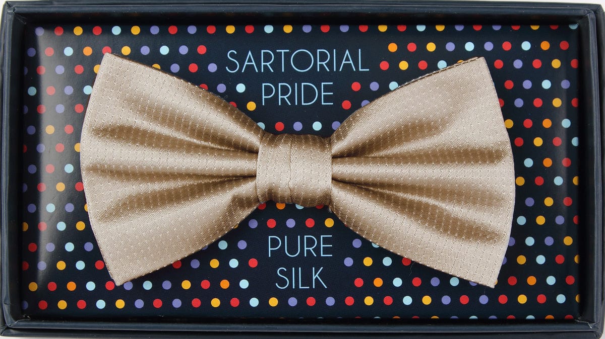 James Adelin Luxury Pure Silk PinPoint Satin Weave Bow Tie in Nugget