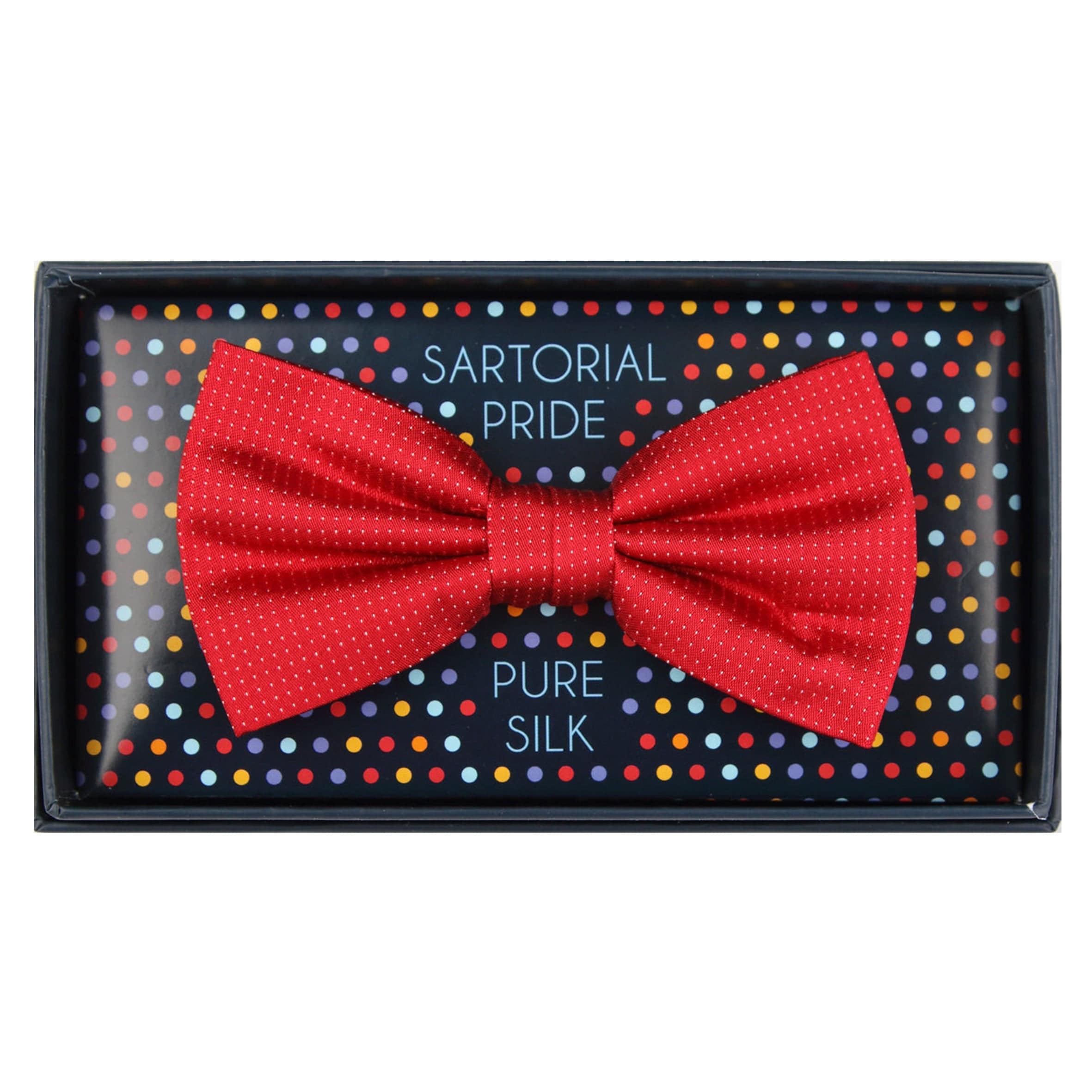 M19554B James Adelin Mens Silk Satin Pin Point Pre Tied Bow Tie
