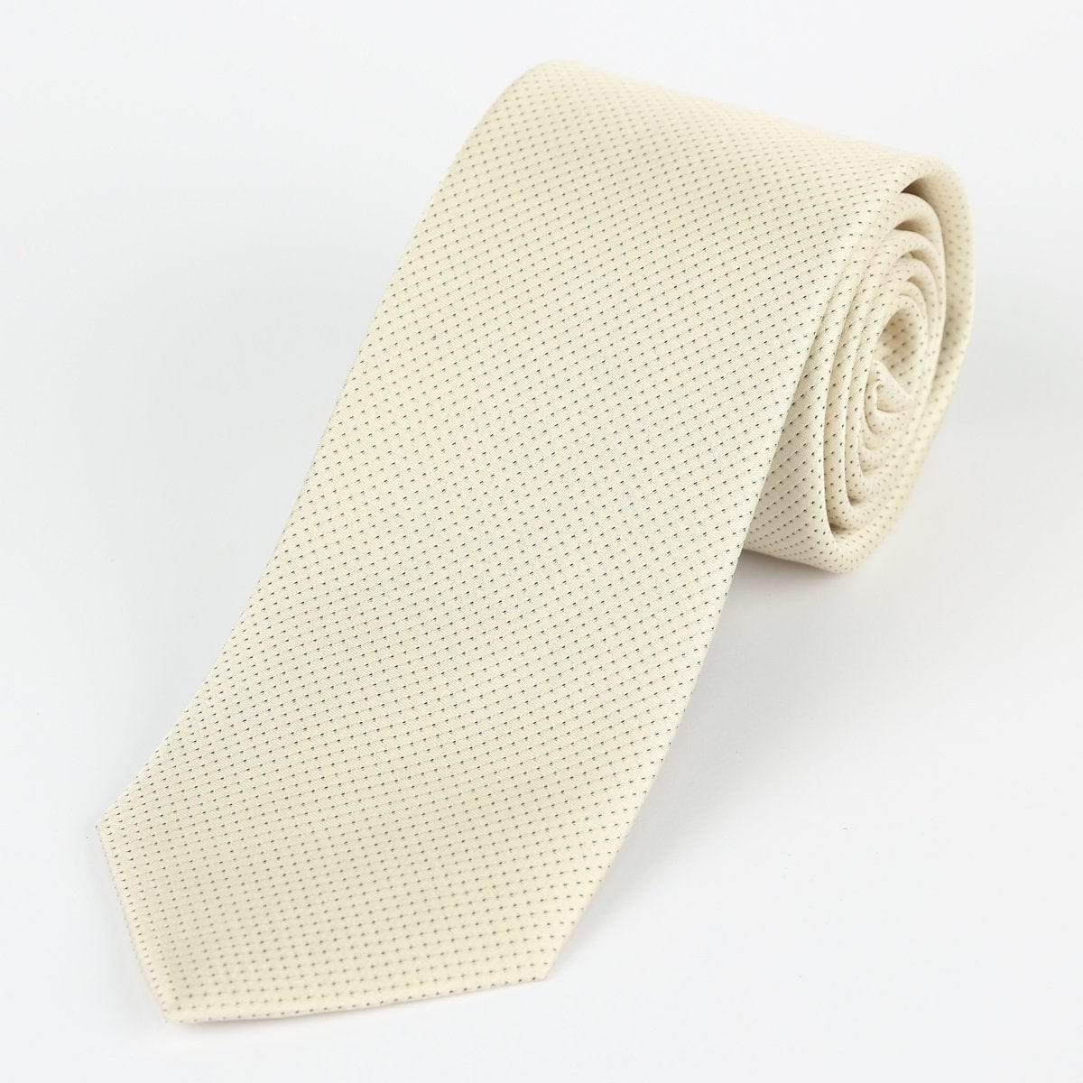 James Adelin Mens Silk Neck Tie in Ivory Pin Point Satin