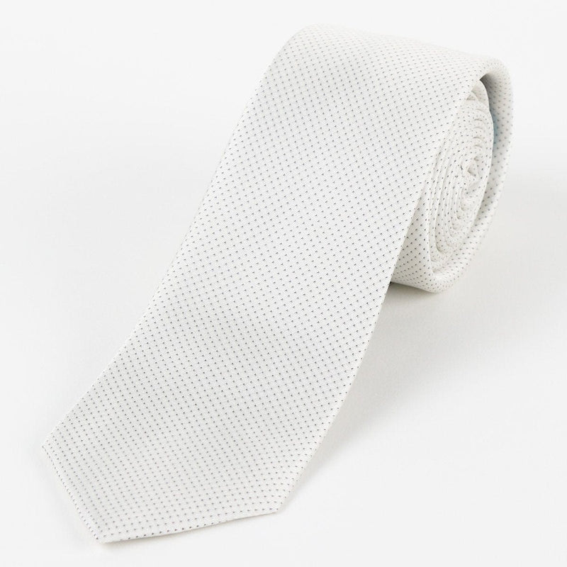 James Adelin Mens Silk Neck Tie in Off White Pin Point Satin