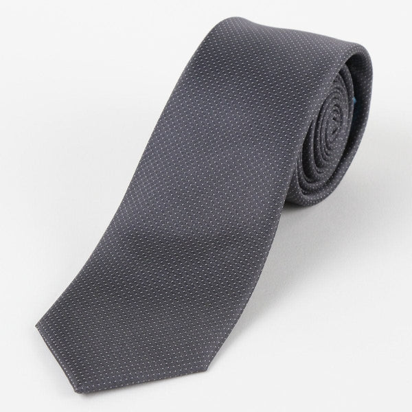 James Adelin Mens Silk Neck Tie in Charcoal Pin Point Satin