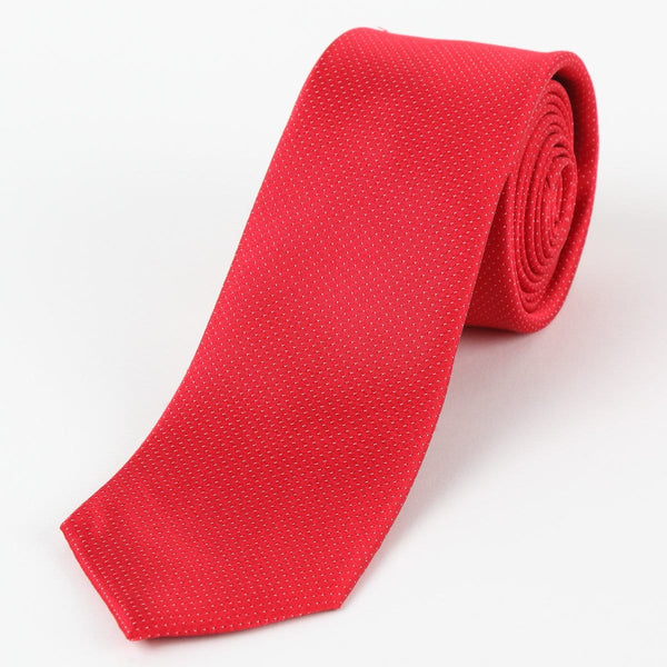 James Adelin Mens Silk Neck Tie in Red Pin Point Satin