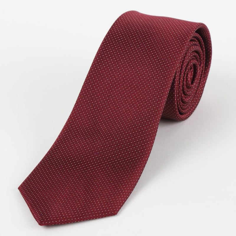 James Adelin Mens Silk Neck Tie in Burgundy Pin Point Satin