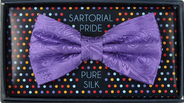 James Adelin Pure Silk Paisley Bow Tie in Purple
