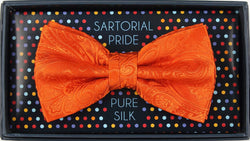 James Adelin Pure Silk Paisley Bow Tie in Orange