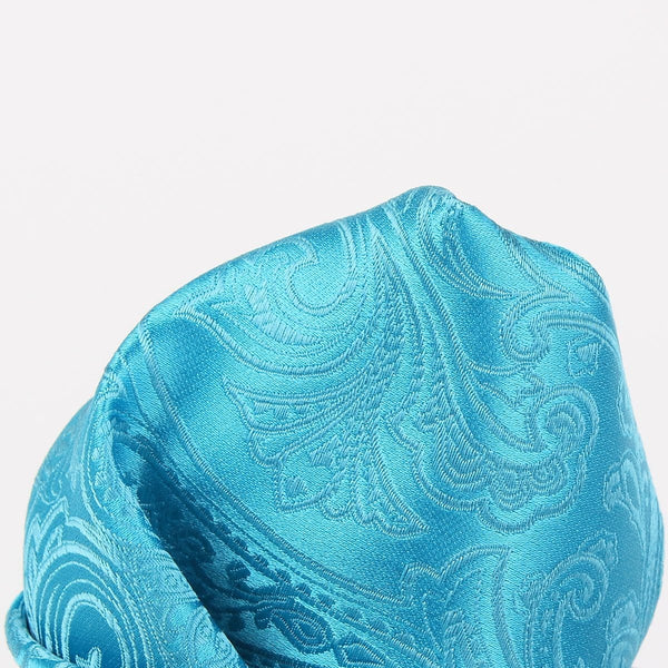 James Adelin Paisley Pure Silk Pocket Square in Turquoise