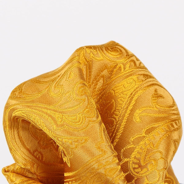 James Adelin Paisley Pure Silk Pocket Square in Gold