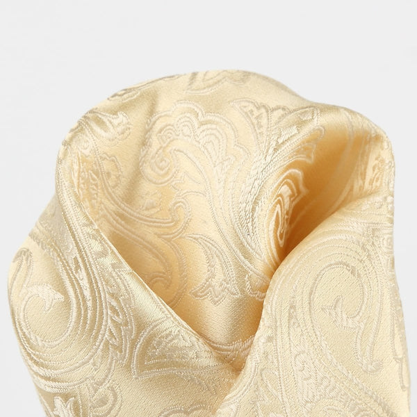 James Adelin Paisley Pure Silk Pocket Square in Ivory