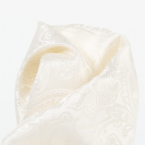 James Adelin Paisley Pure Silk Pocket Square in Off White