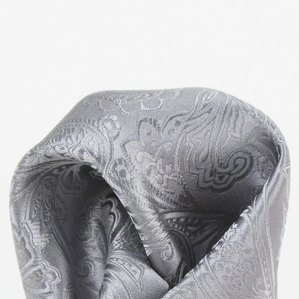 James Adelin Paisley Pure Silk Pocket Square in Silver