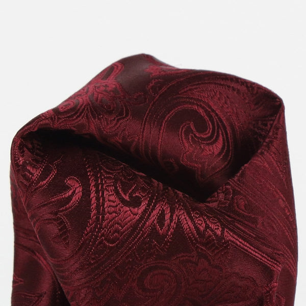 James Adelin Paisley Luxury Pure Silk Pocket Square in Burgundy