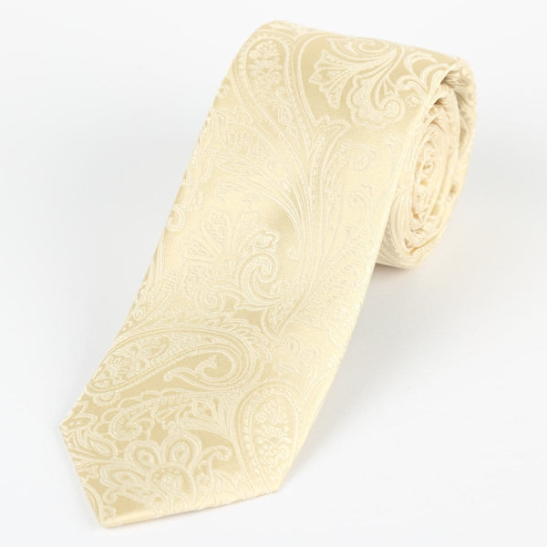 James Adelin Mens Paisley Silk Neck Tie in Ivory