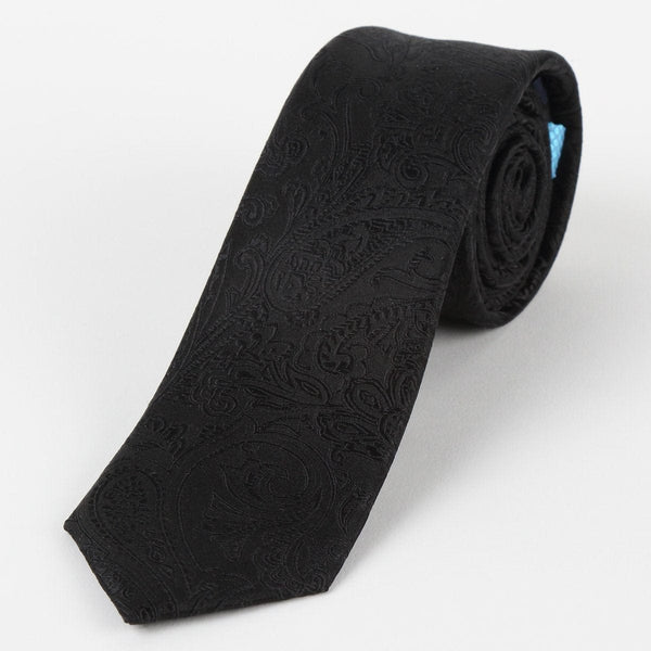 James Adelin Mens Paisley Silk Neck Tie in Black