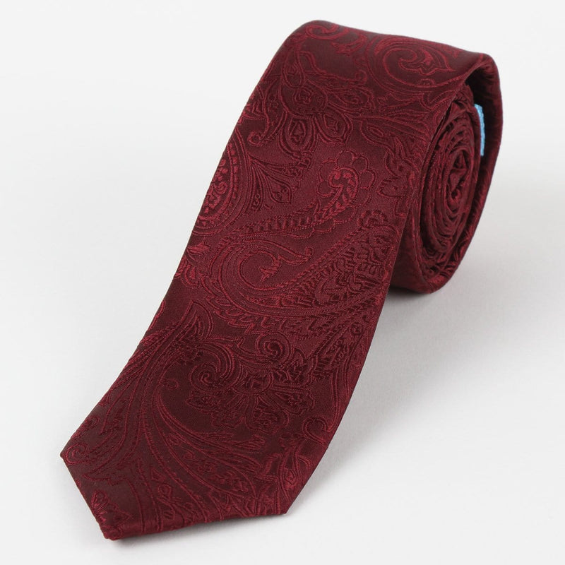 James Adelin Mens Paisley Silk Neck Tie in Burgundy