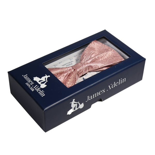 James Adelin Silk Paisley Bow Tie in Soft Pink