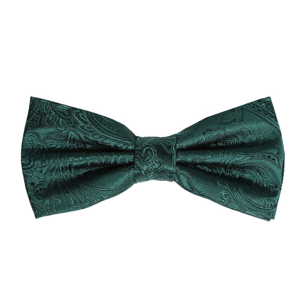James Adelin Silk Paisley Bow Tie in Dark Green