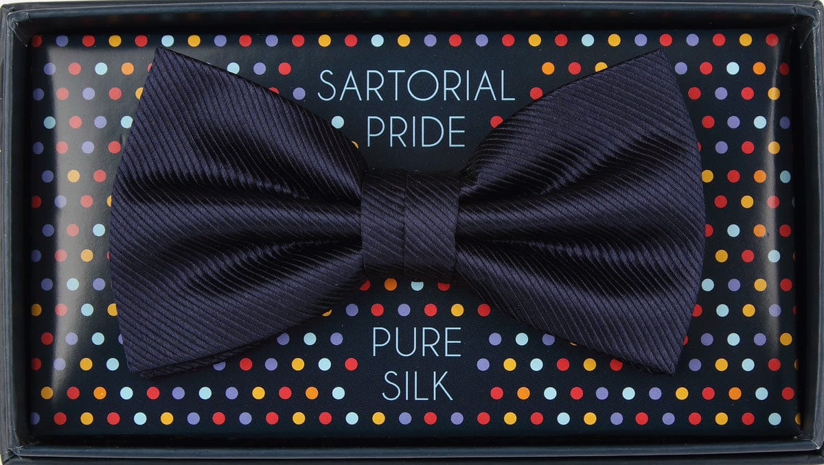 James Adelin Luxury Pure Silk Twill Weave Bow Tie in Navy