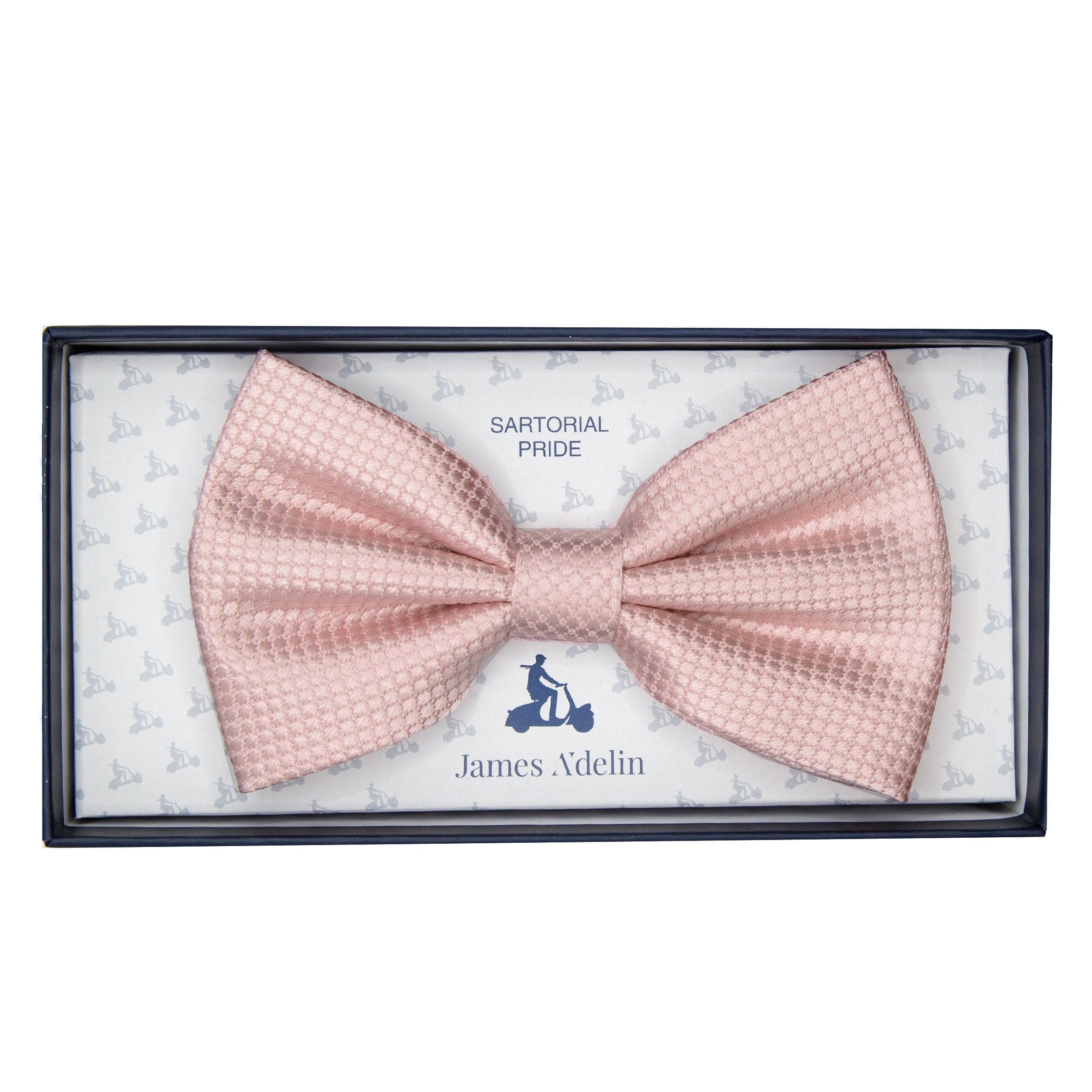 James Adelin Luxury Pure Silk Square Weave Bow Tie in Soft Pink
