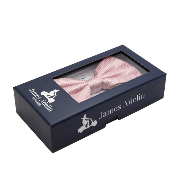 James Adelin Luxury Pure Silk Square Weave Bow Tie in Soft Pink