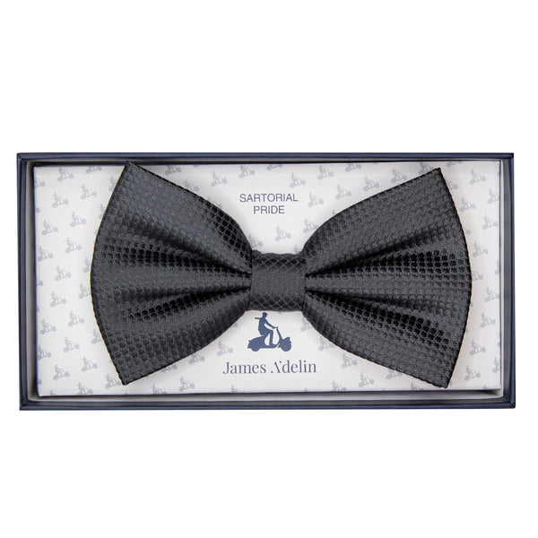 James Adelin Luxury Pure Silk Square Weave Bow Tie in Charcoal