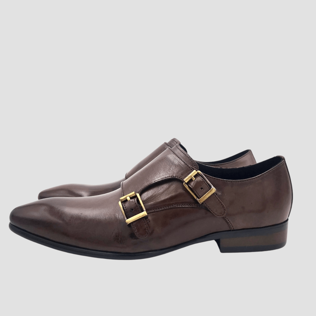 Martino Carolus Two Buckle Leather Shoe in Brown FM27C