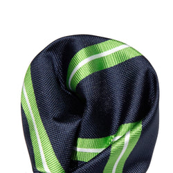 James Adelin Luxury Regimental Stripe Pocket Square in Navy, Lime and White